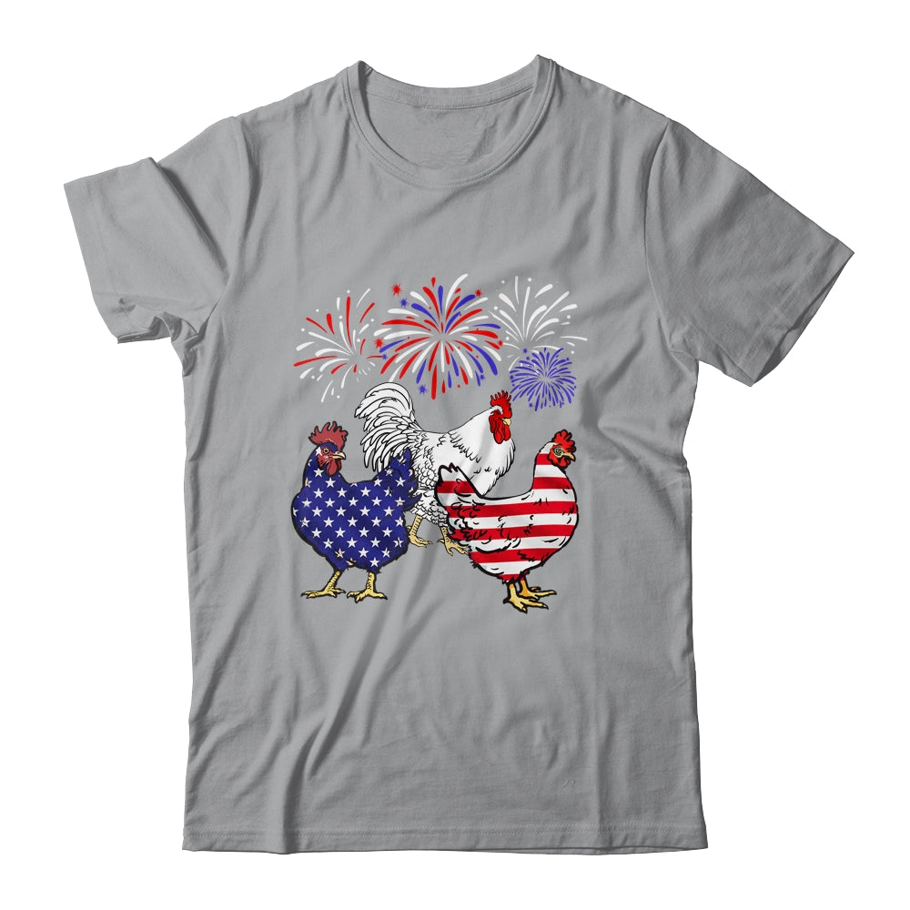 Funny Chickens American Flag Patriotic Farmer 4th Of July Shirt & Tank Top | siriusteestore