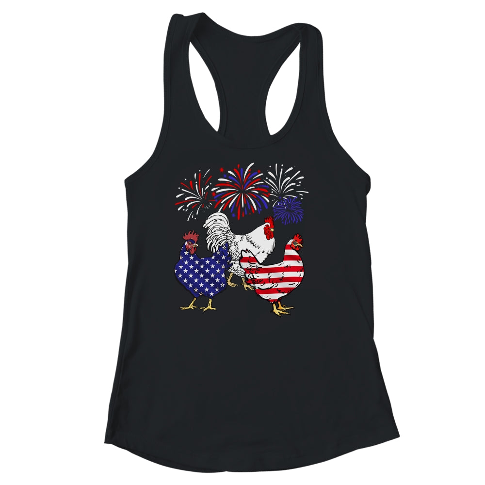Funny Chickens American Flag Patriotic Farmer 4th Of July Shirt & Tank Top | siriusteestore