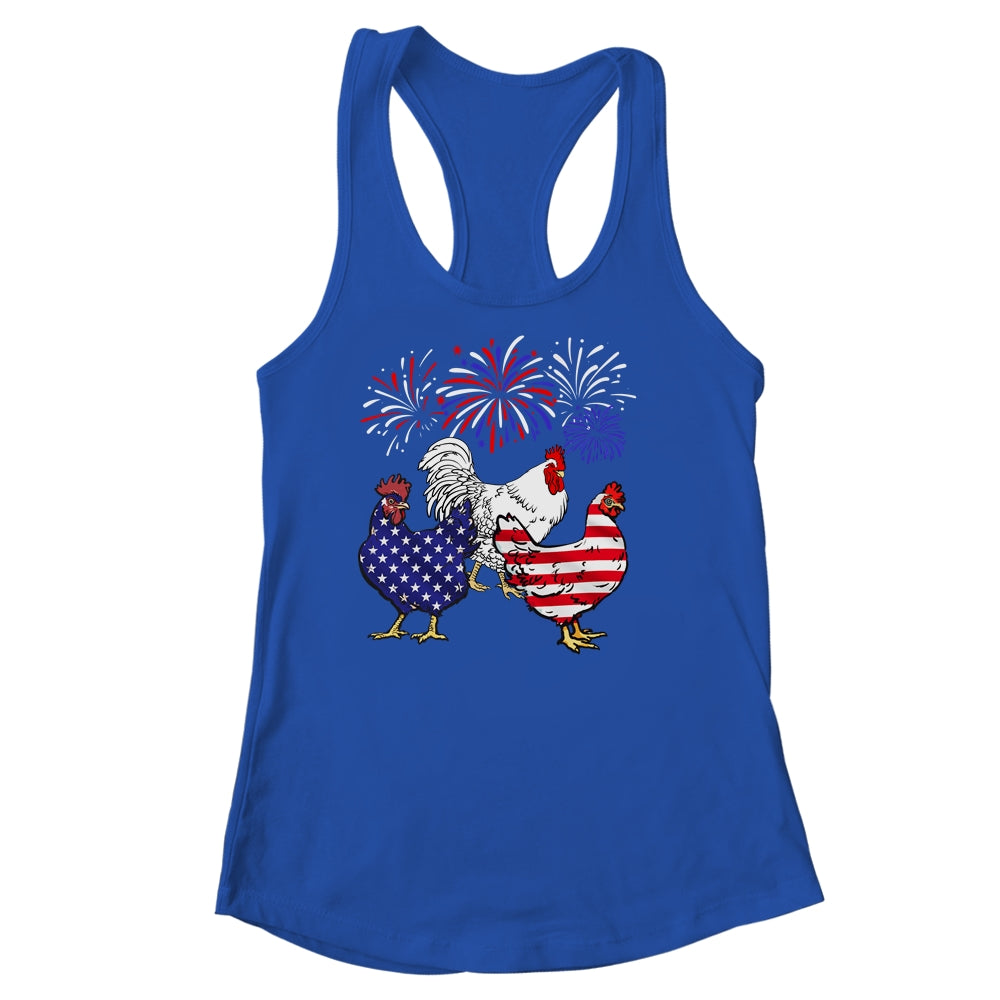 Funny Chickens American Flag Patriotic Farmer 4th Of July Shirt & Tank Top | siriusteestore