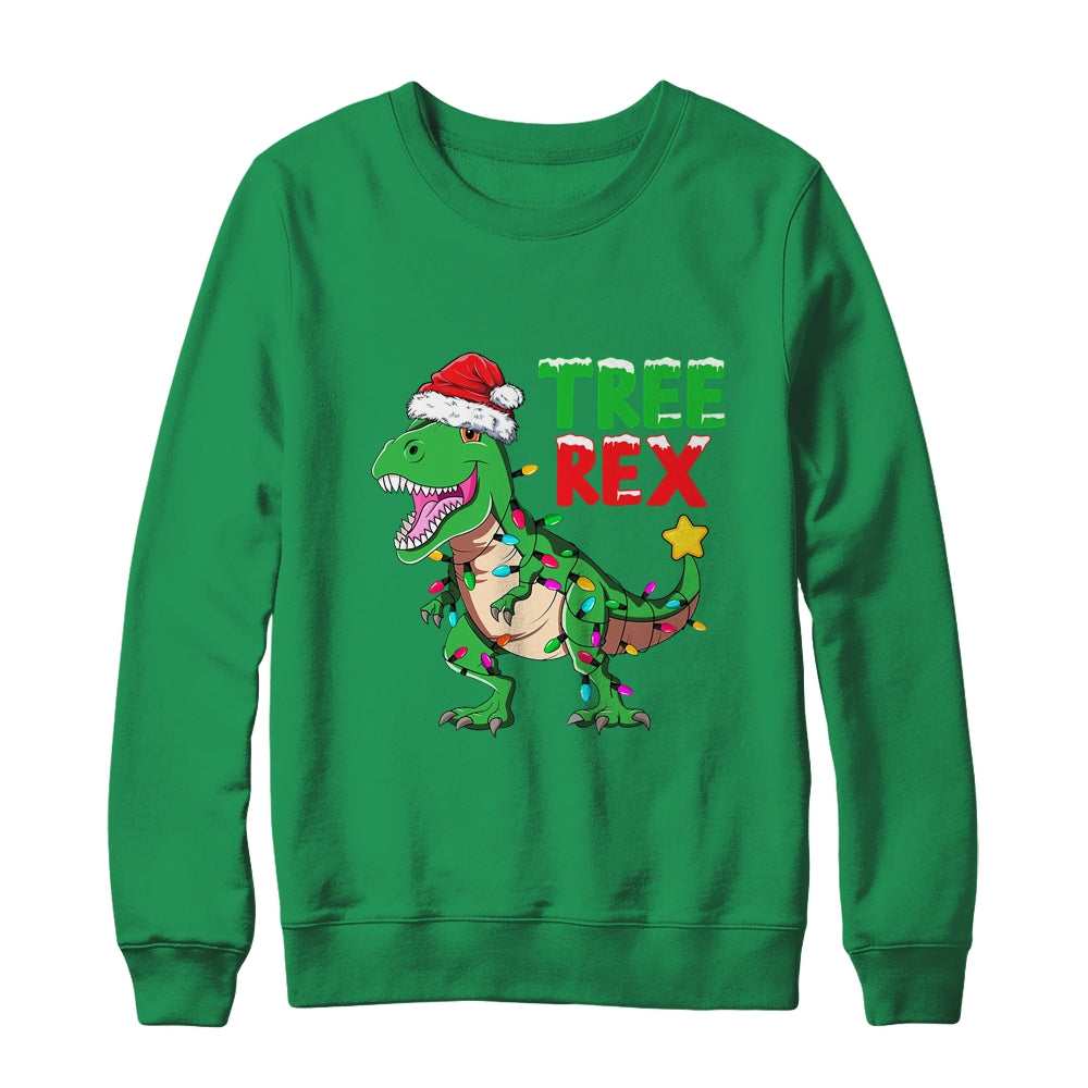 Funny Christmas Dinosaur Kids Christmas Tree Lights Santa Shirt & Sweatshirt | siriusteestore