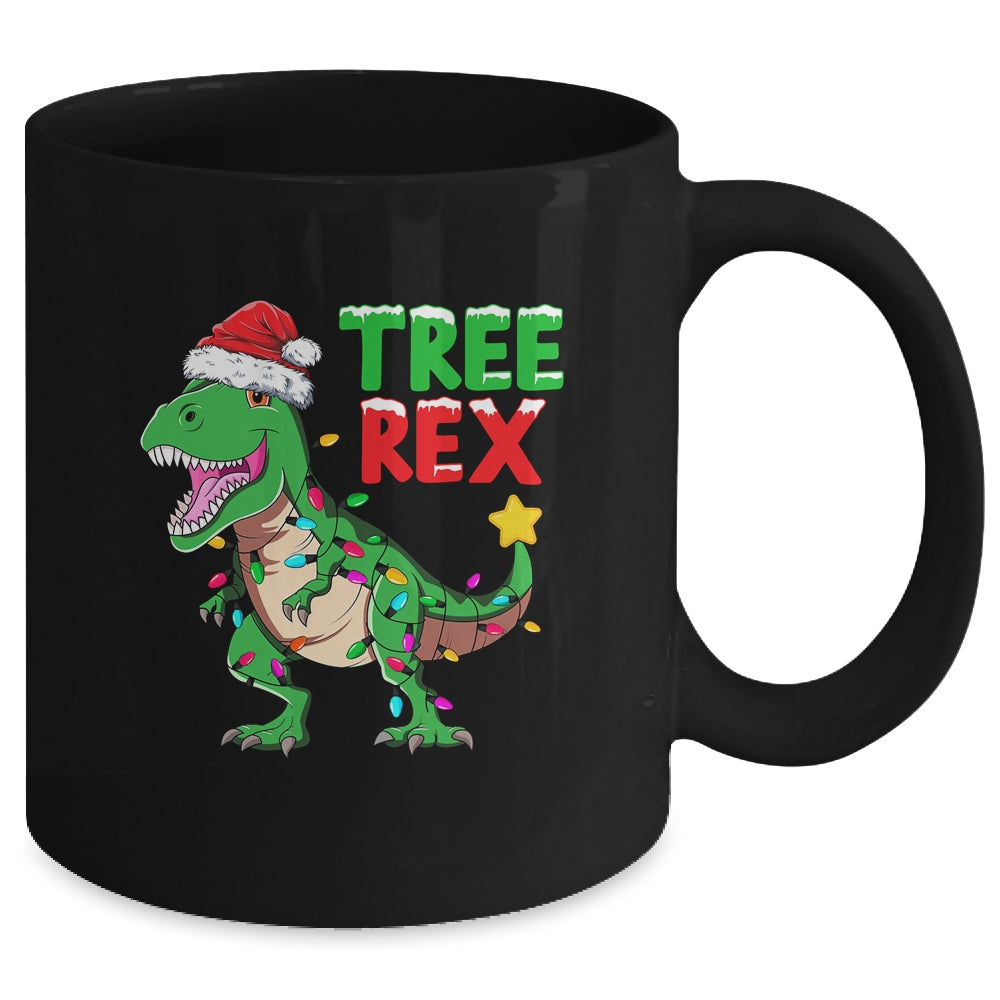 Funny Christmas Dinosaur Kids Christmas Tree Lights Santa Mug | siriusteestore