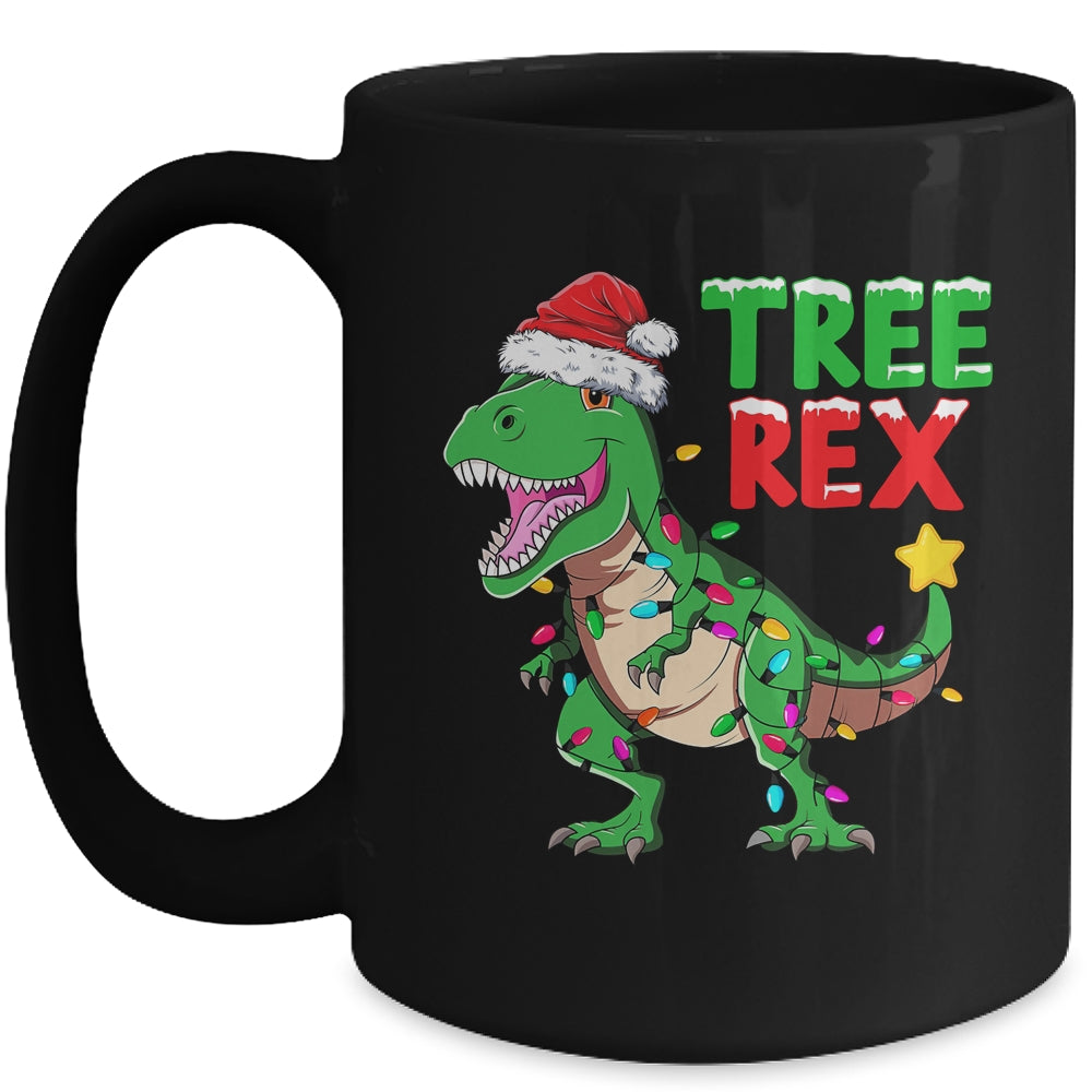 Funny Christmas Dinosaur Kids Christmas Tree Lights Santa Mug | siriusteestore