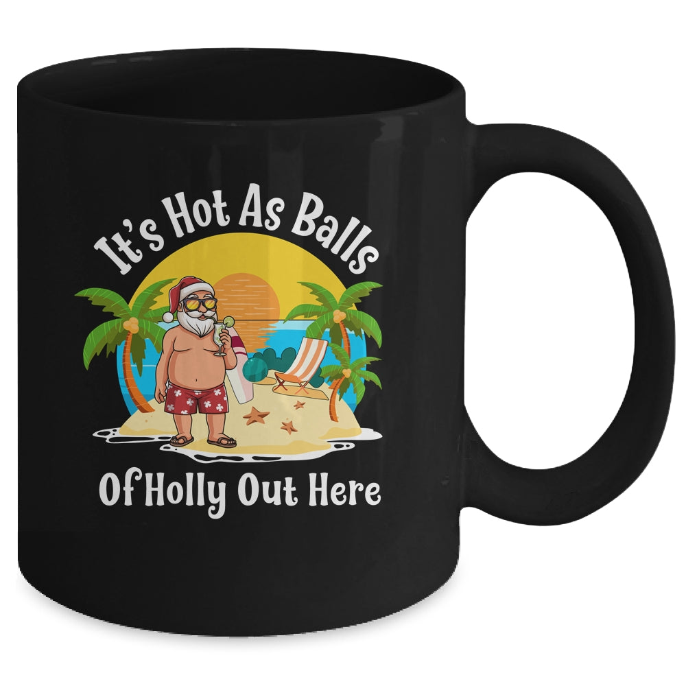 Funny Christmas In July Hot As Balls Santa Summer Party Mug | siriusteestore