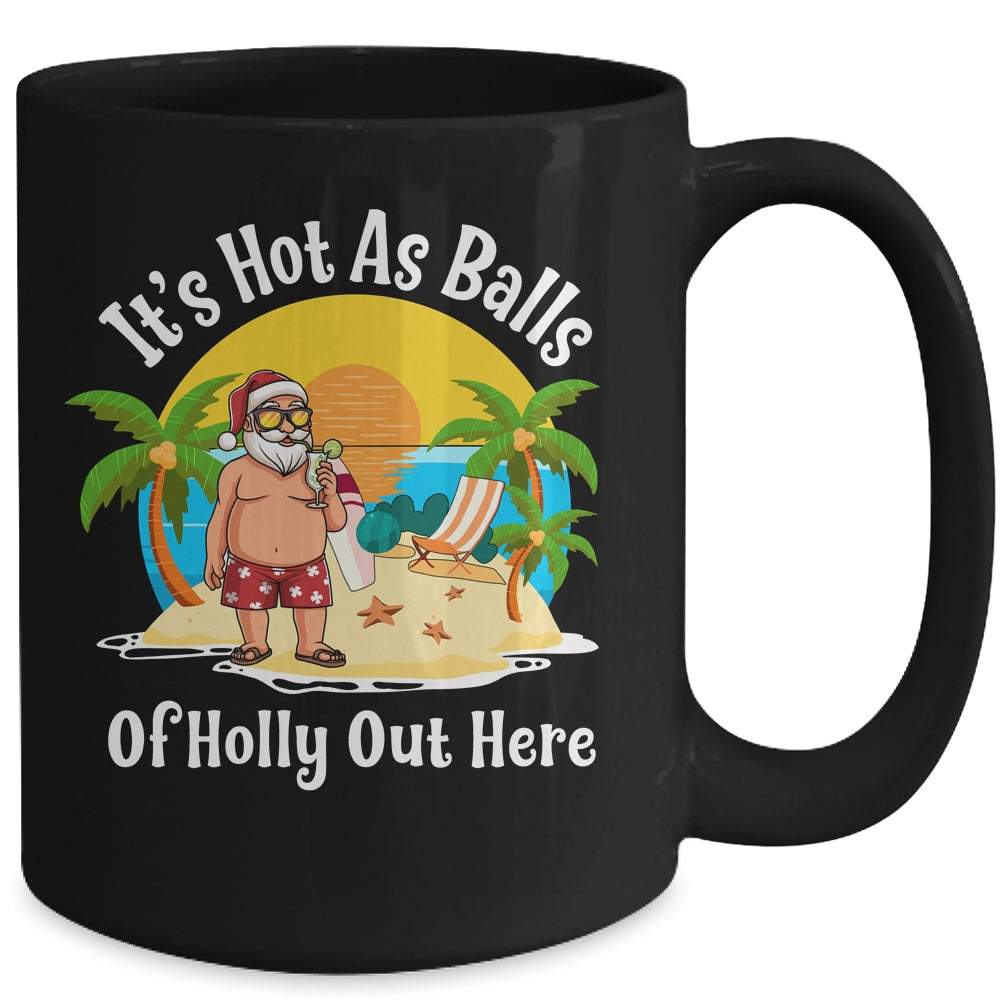 Funny Christmas In July Hot As Balls Santa Summer Party Mug | siriusteestore