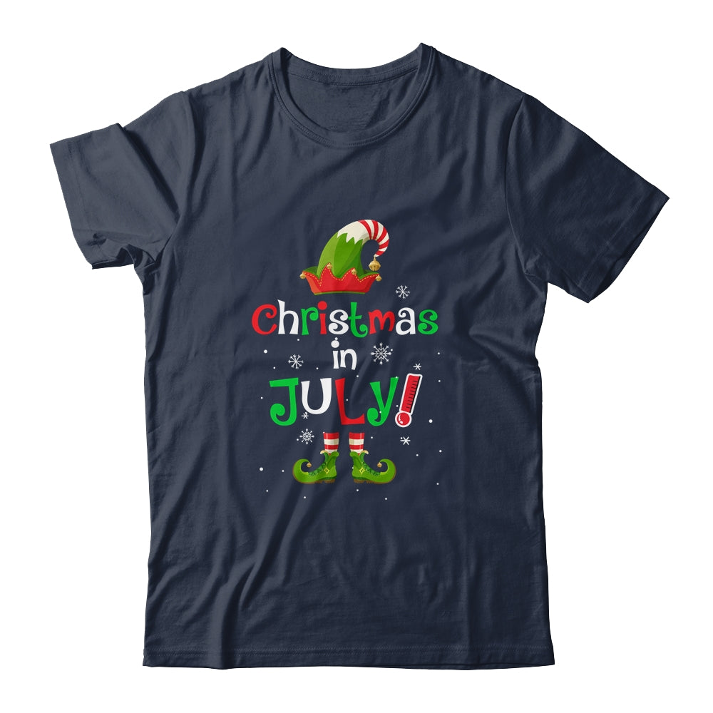 Funny Christmas In July Summer Elf Santa Xmas Shirt & Tank Top | siriusteestore