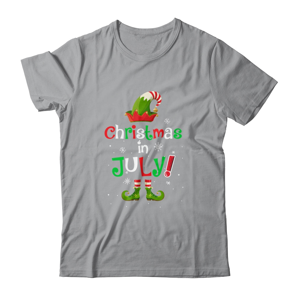 Funny Christmas In July Summer Elf Santa Xmas Shirt & Tank Top | siriusteestore