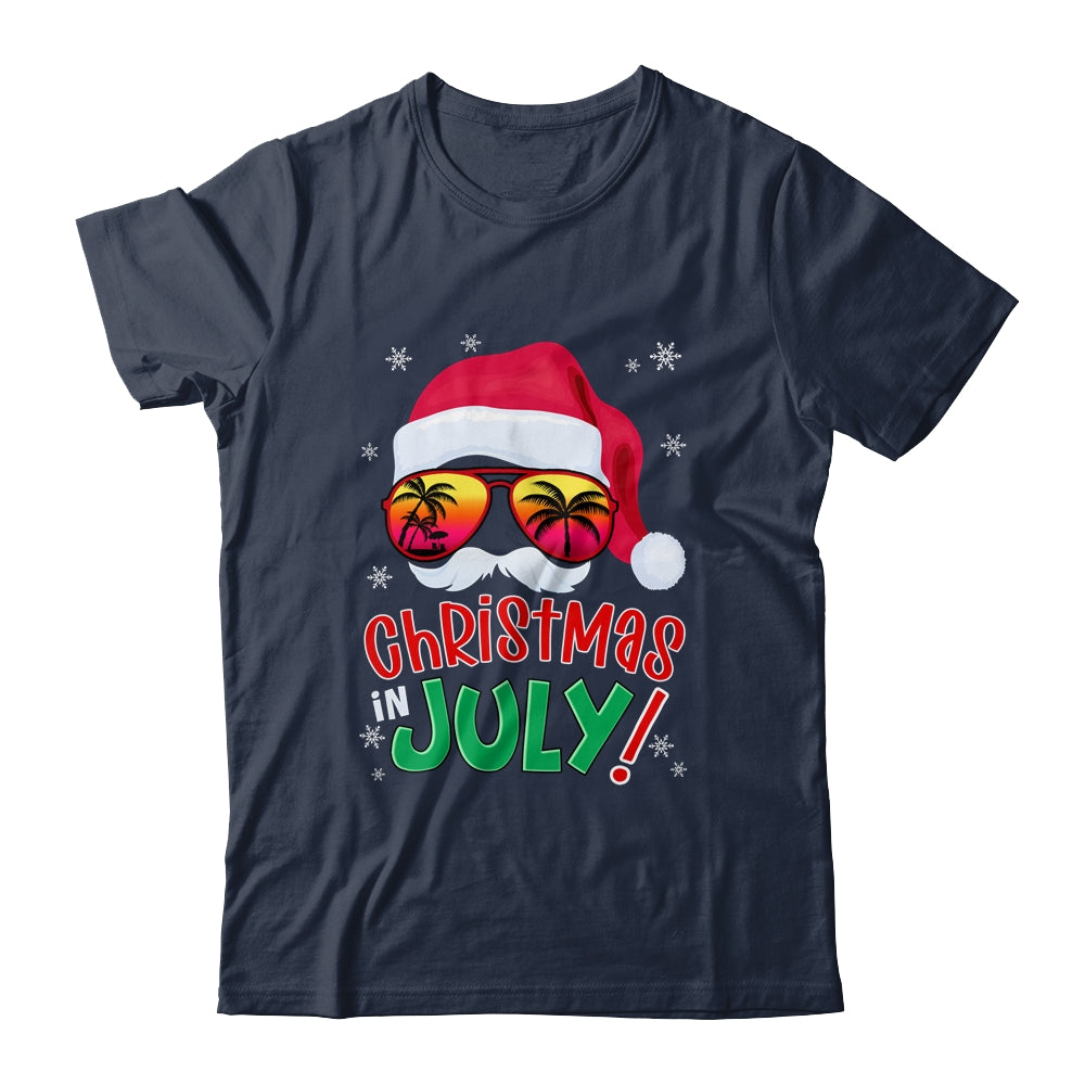 Funny Christmas In July Summer Santa Sunglasses Xmas Shirt & Tank Top | siriusteestore
