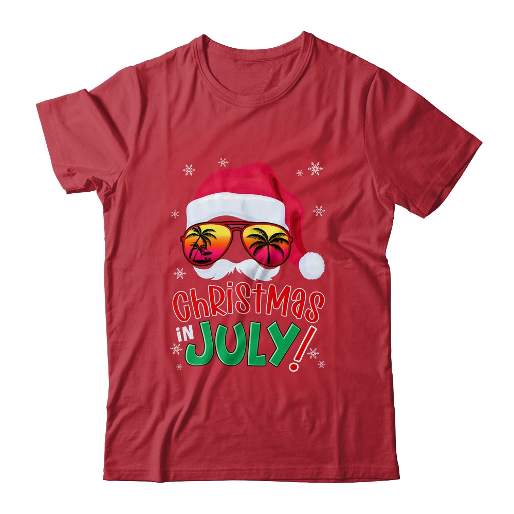 Funny Christmas in July Summer Santa Sunglasses Xmas Gift T shirts Pullover Hoodies Black S
