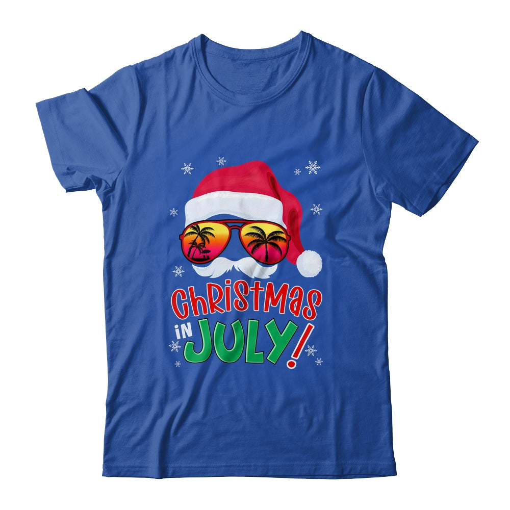 Funny Christmas In July Summer Santa Sunglasses Xmas Shirt & Tank Top | siriusteestore