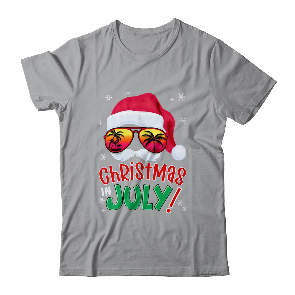 Funny Christmas In July Summer Santa Sunglasses Xmas Shirt & Tank Top | siriusteestore