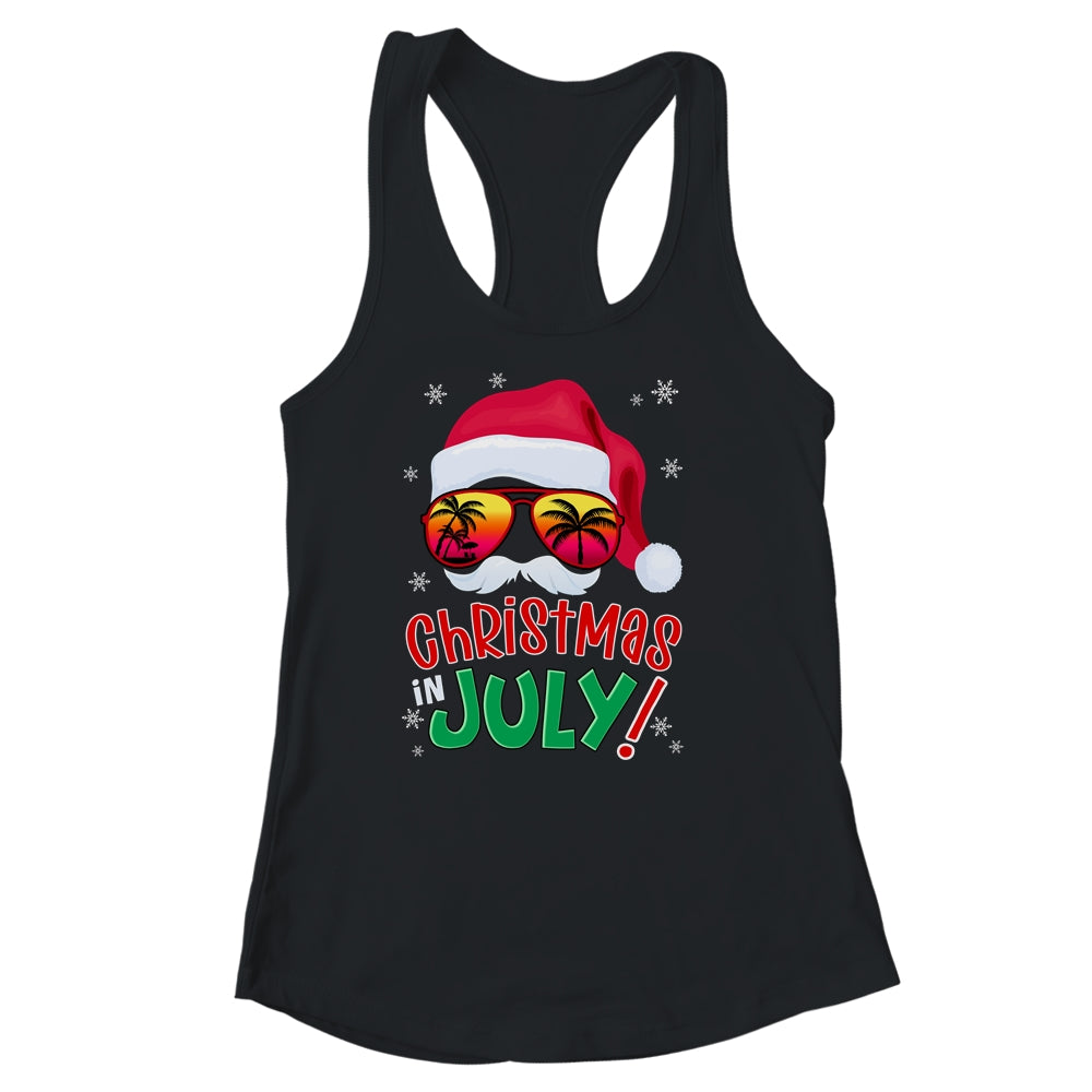 Funny Christmas In July Summer Santa Sunglasses Xmas Shirt & Tank Top | siriusteestore