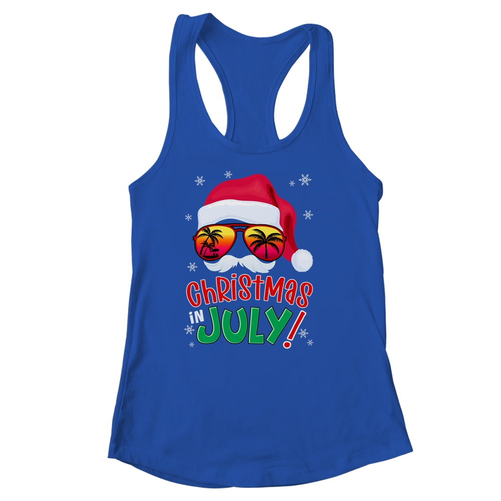 Funny Christmas In July Summer Santa Sunglasses Xmas Shirt & Tank Top | siriusteestore
