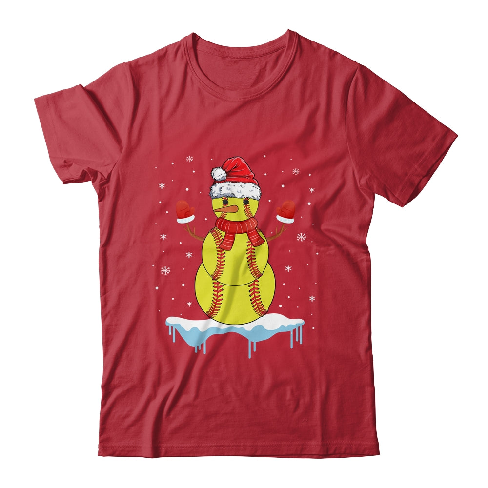Funny Christmas Softball Santa Snowman Shirt & Sweatshirt | siriusteestore