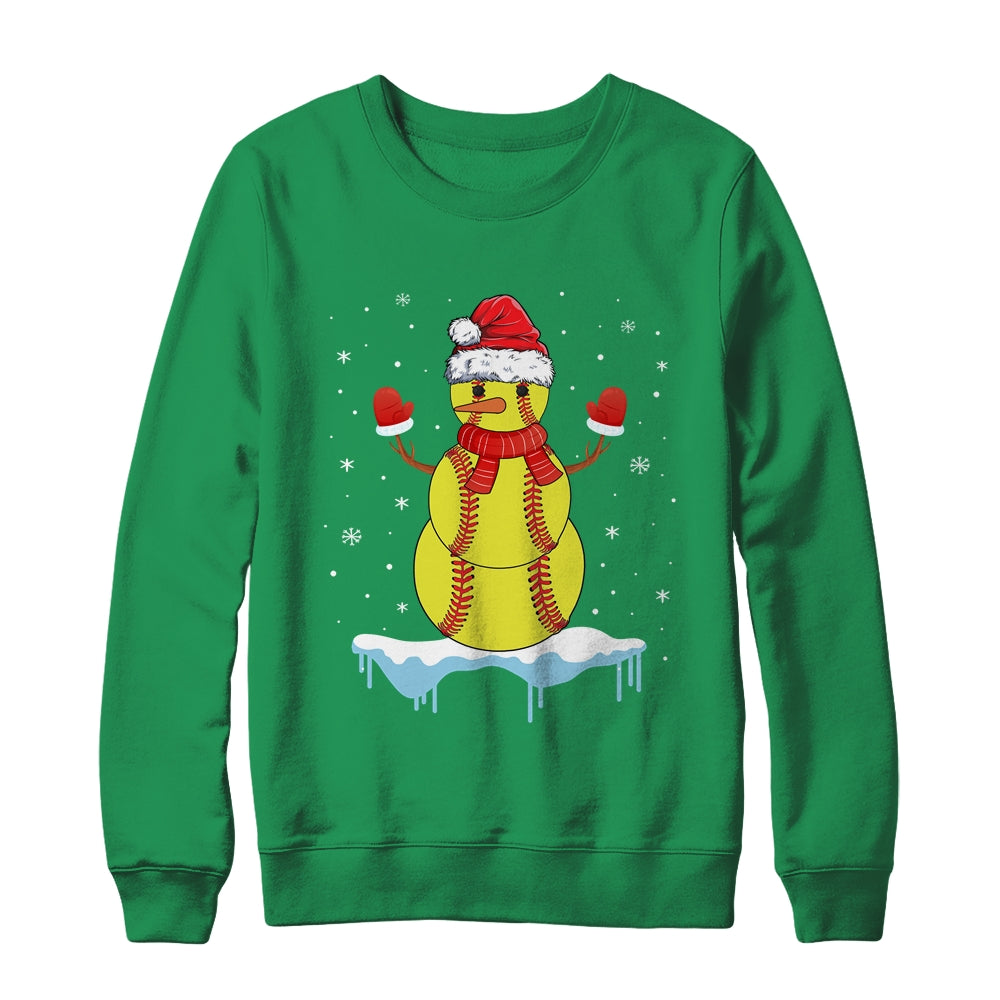 Funny Christmas Softball Santa Snowman Shirt & Sweatshirt | siriusteestore
