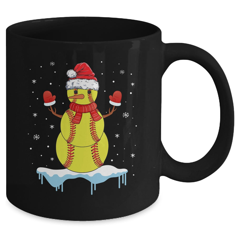 Funny Christmas Softball Santa Snowman Mug | siriusteestore