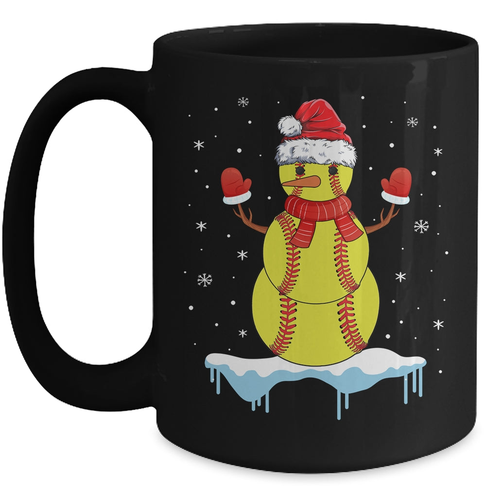Funny Christmas Softball Santa Snowman Mug | siriusteestore