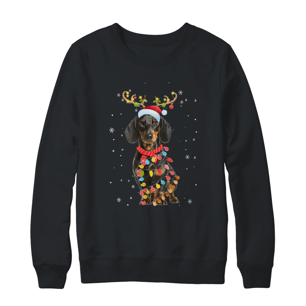 Funny Dachshund Christmas Tree Santa Reindeer Pajamas Shirt & Sweatshirt | siriusteestore