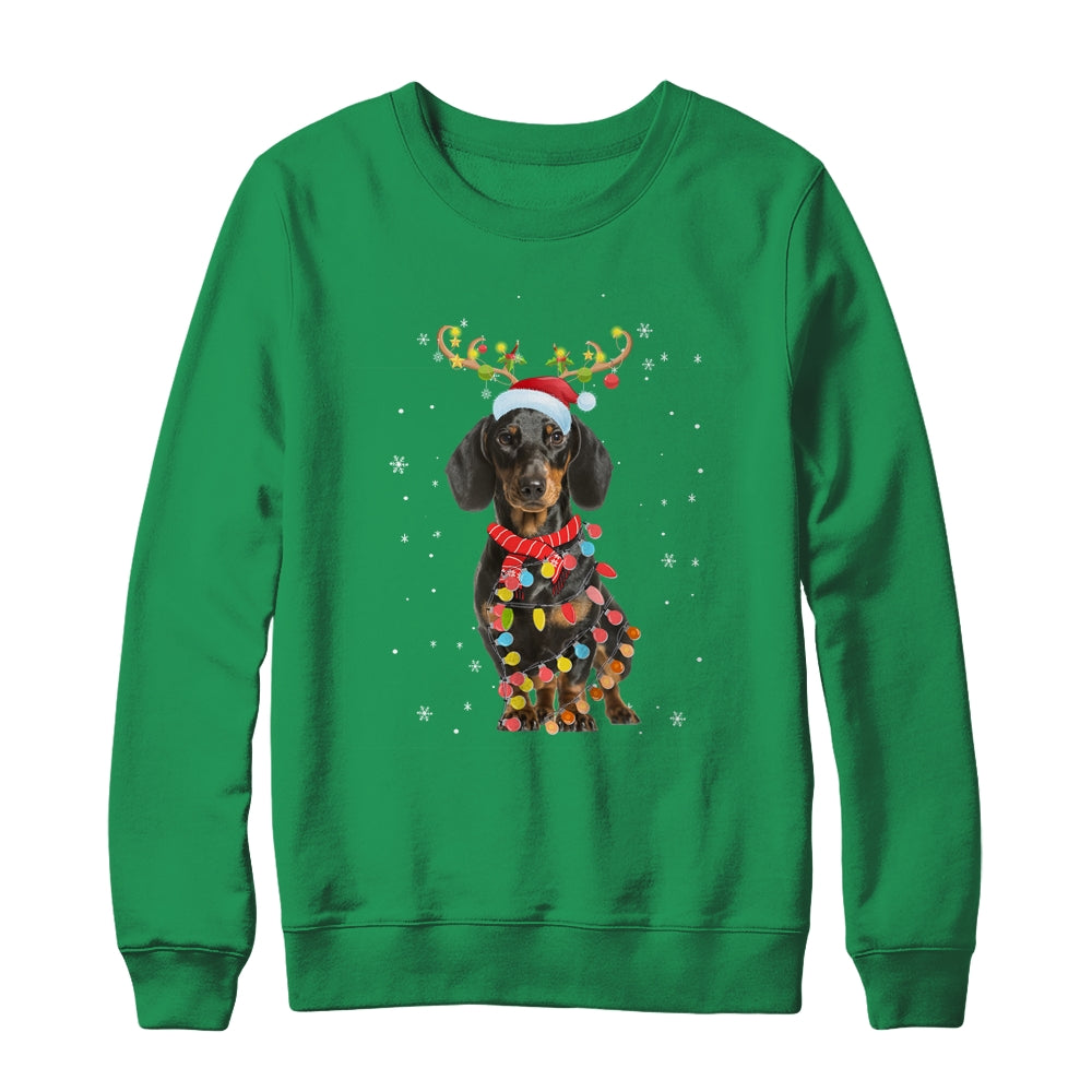 Funny Dachshund Christmas Tree Santa Reindeer Pajamas Shirt & Sweatshirt | siriusteestore
