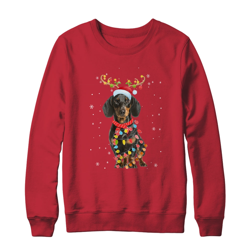 Funny Dachshund Christmas Tree Santa Reindeer Pajamas Shirt & Sweatshirt | siriusteestore
