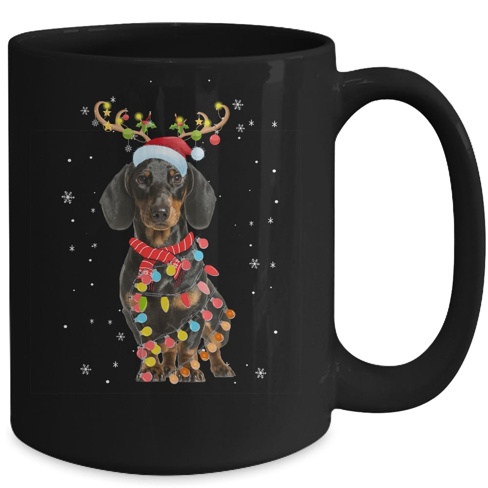 Funny Dachshund Christmas Tree Santa Reindeer Pajamas Mug | siriusteestore