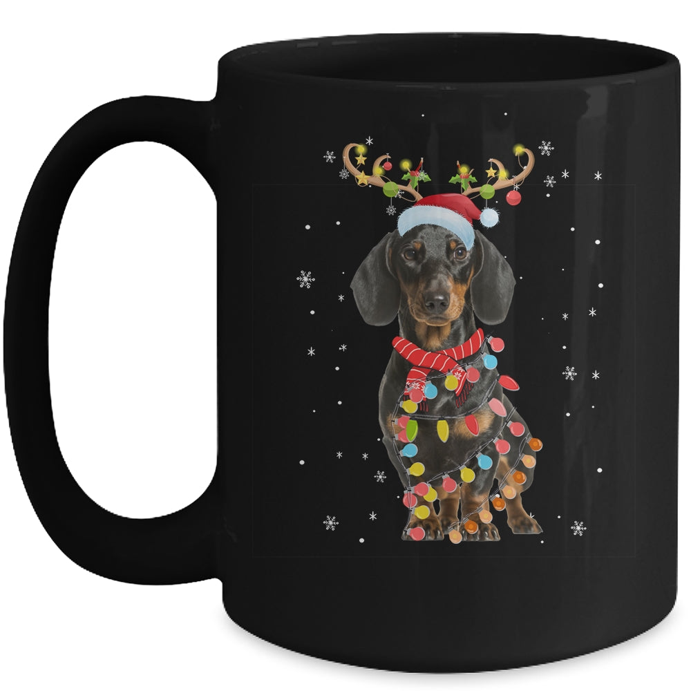 Funny Dachshund Christmas Tree Santa Reindeer Pajamas Mug | siriusteestore