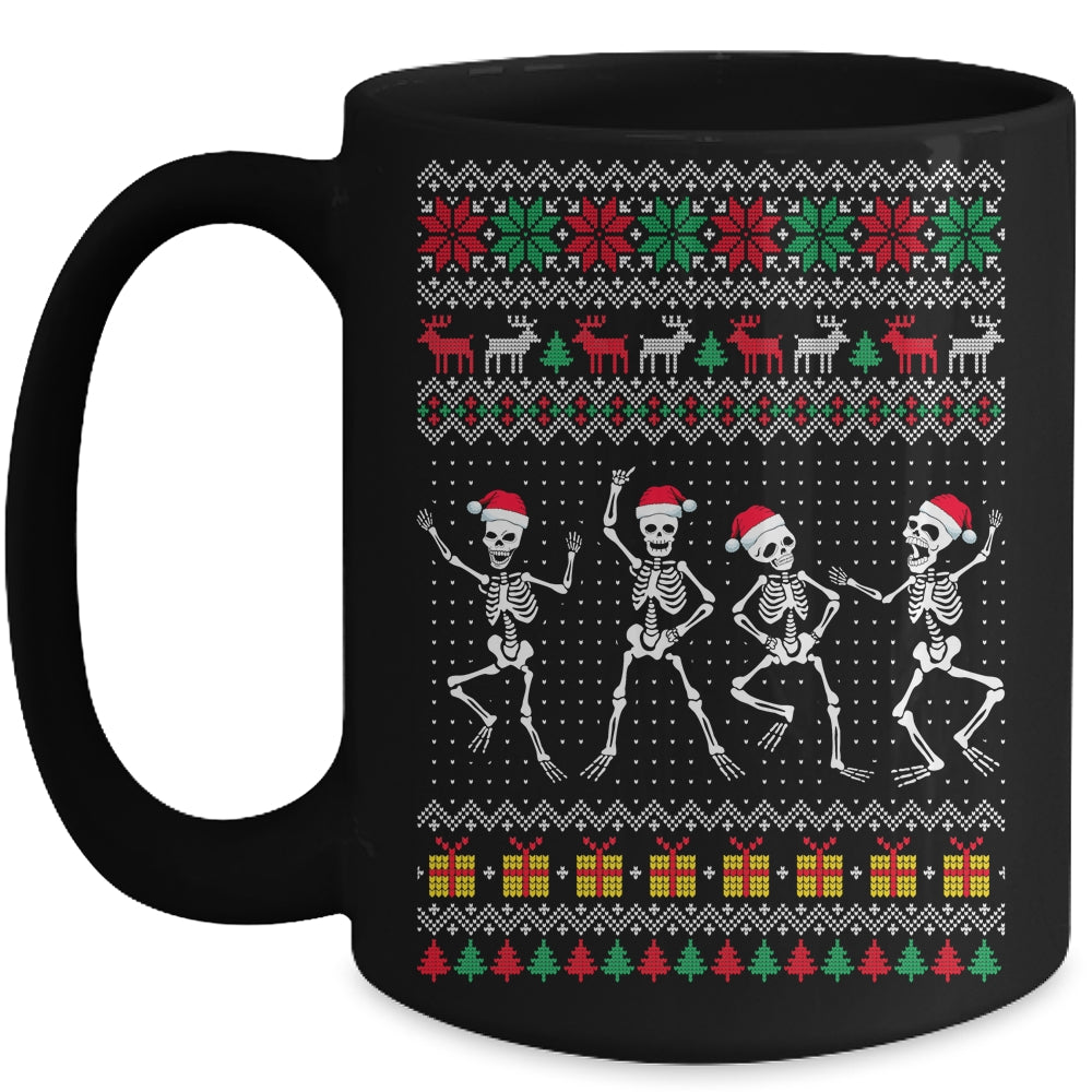 Funny Dancing Skeletons Ugly Christmas Mug | siriusteestore