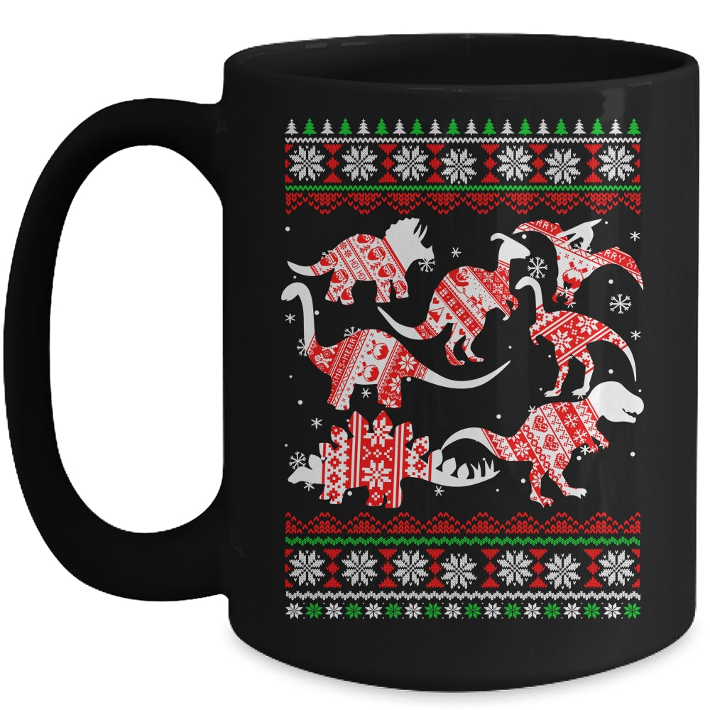 Funny Dinosaurs Christmas T-Rex Ugly Christmas Mug | siriusteestore