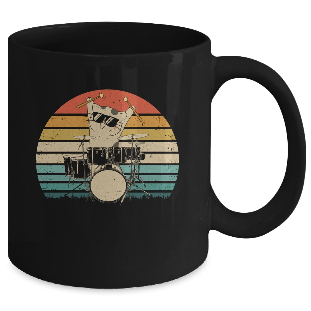 Funny Drummer And Cat Lover Vintage Mug | siriusteestore