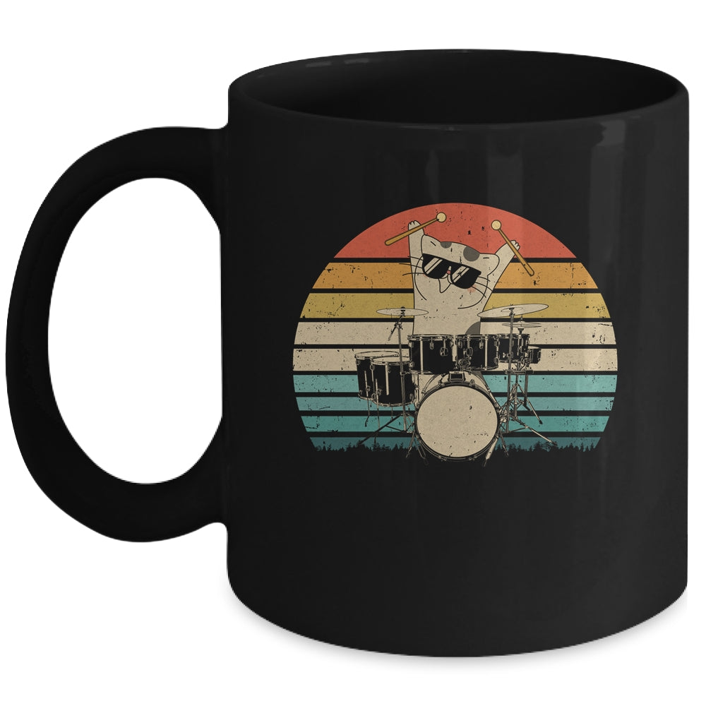 Funny Drummer And Cat Lover Vintage Mug | siriusteestore