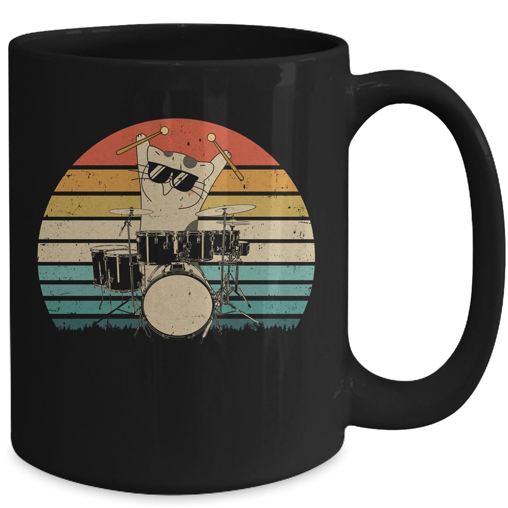 Funny Drummer And Cat Lover Vintage Mug | siriusteestore