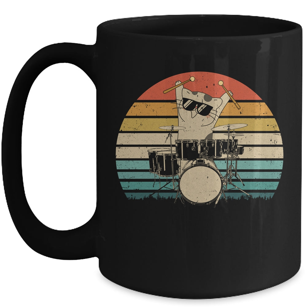 Funny Drummer And Cat Lover Vintage Mug | siriusteestore