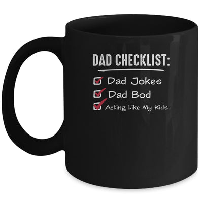 Funny Fathers Day Checklist Dad Jokes Dad Bod Mug | siriusteestore