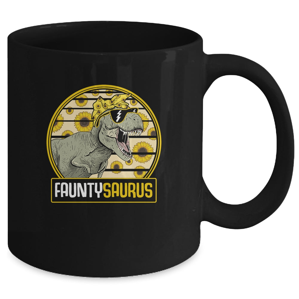 Funny Faunty Saurus Sunflower Dinosaur Aunt T Rex Mug | siriusteestore