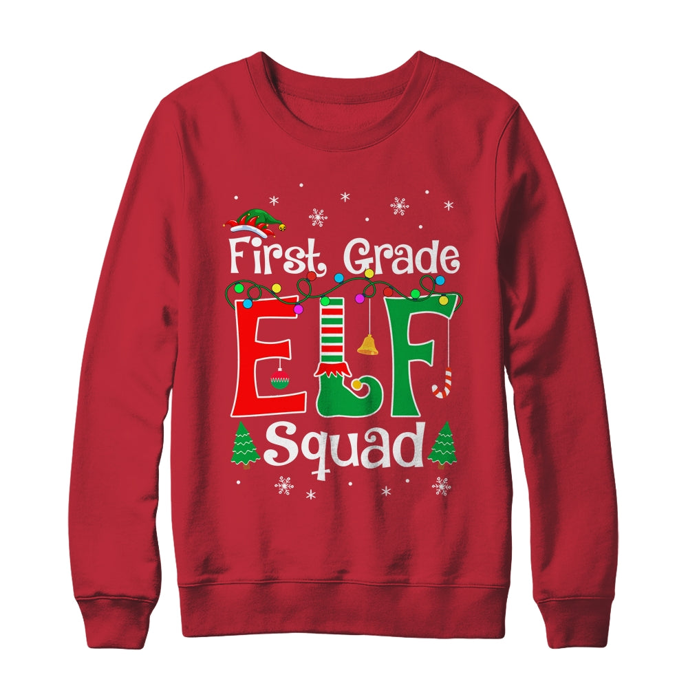 Funny First Grade Elf Squad Teacher Christmas Child Xmas Shirt & Sweatshirt | siriusteestore