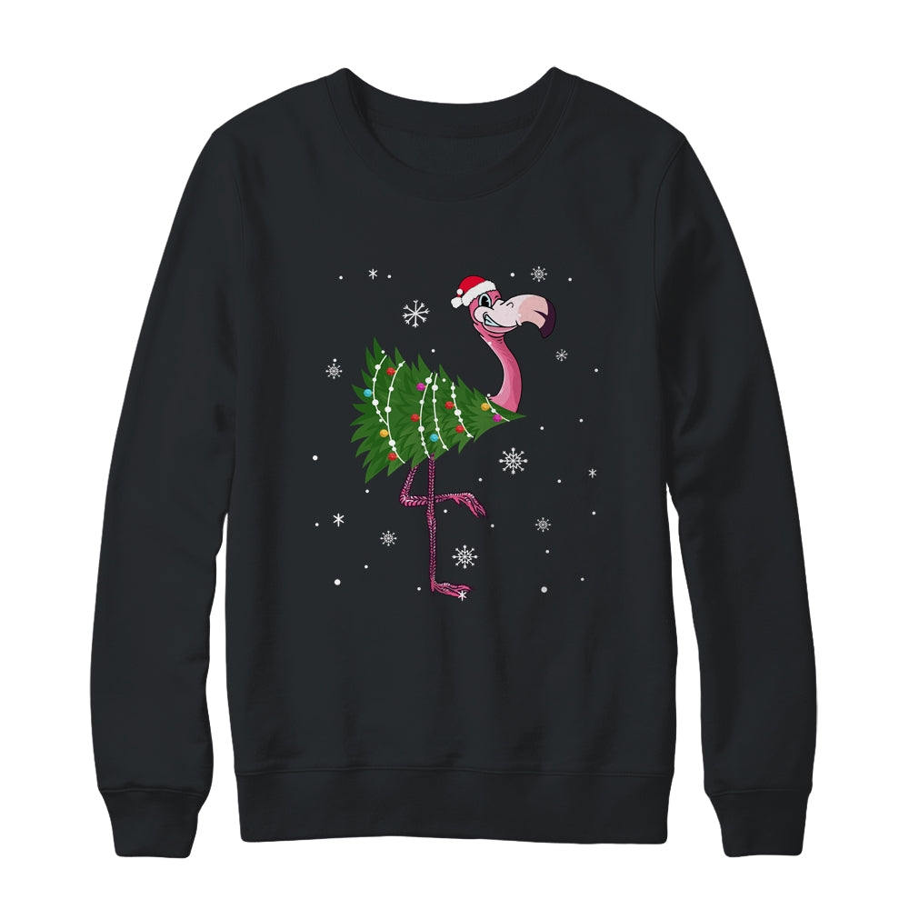 Funny Flamingo Christmas Tree Xmas Light Gift Shirt & Sweatshirt | siriusteestore