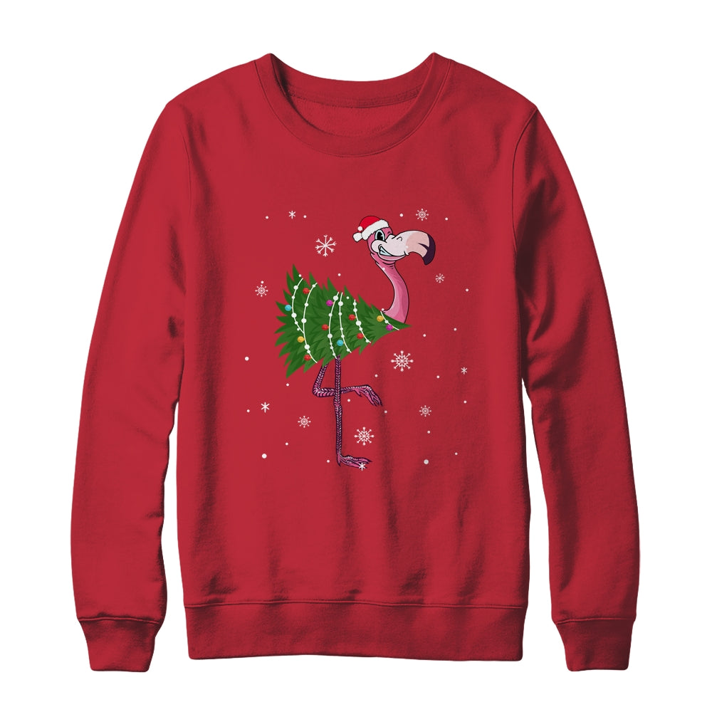 Funny Flamingo Christmas Tree Xmas Light Gift Shirt & Sweatshirt | siriusteestore