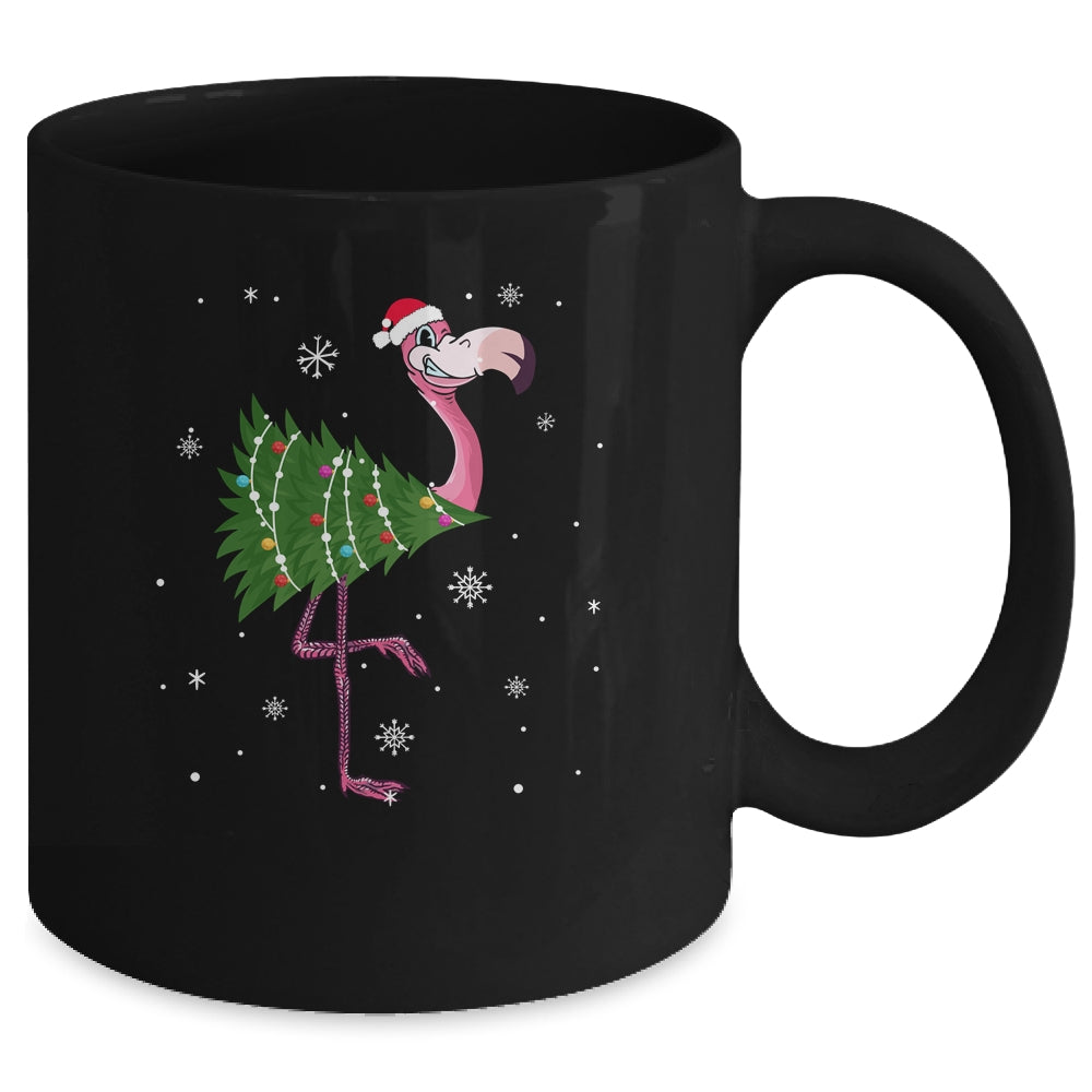Funny Flamingo Christmas Tree Xmas Light Gift Mug | siriusteestore