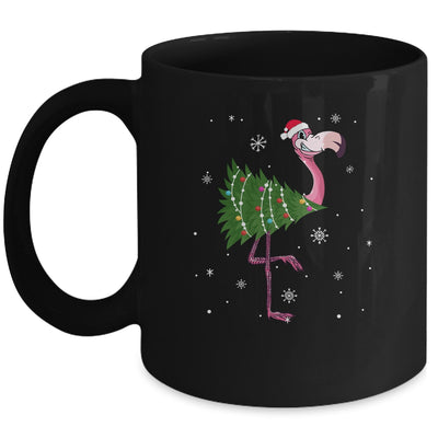 Funny Flamingo Christmas Tree Xmas Light Gift Mug | siriusteestore