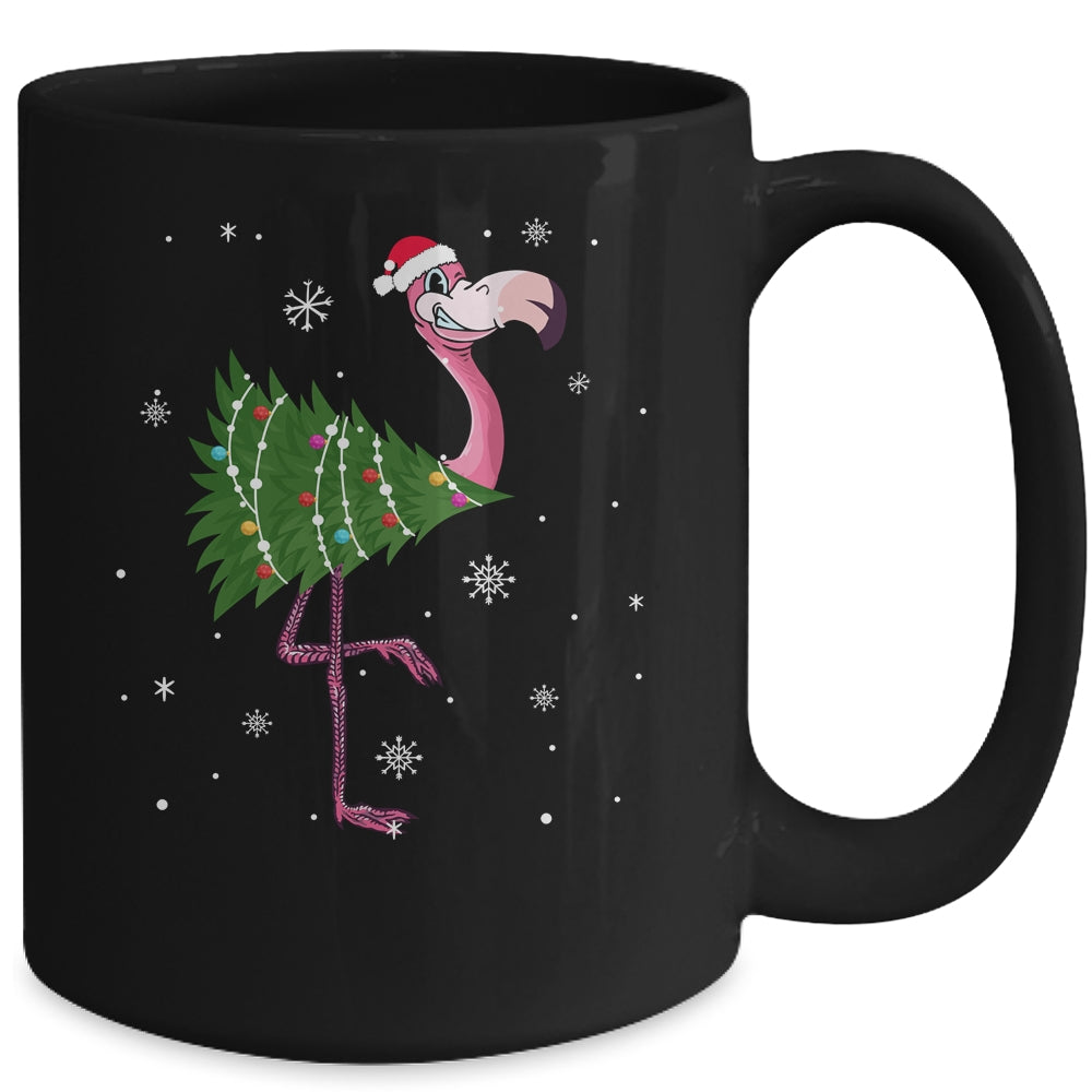 Funny Flamingo Christmas Tree Xmas Light Gift Mug | siriusteestore