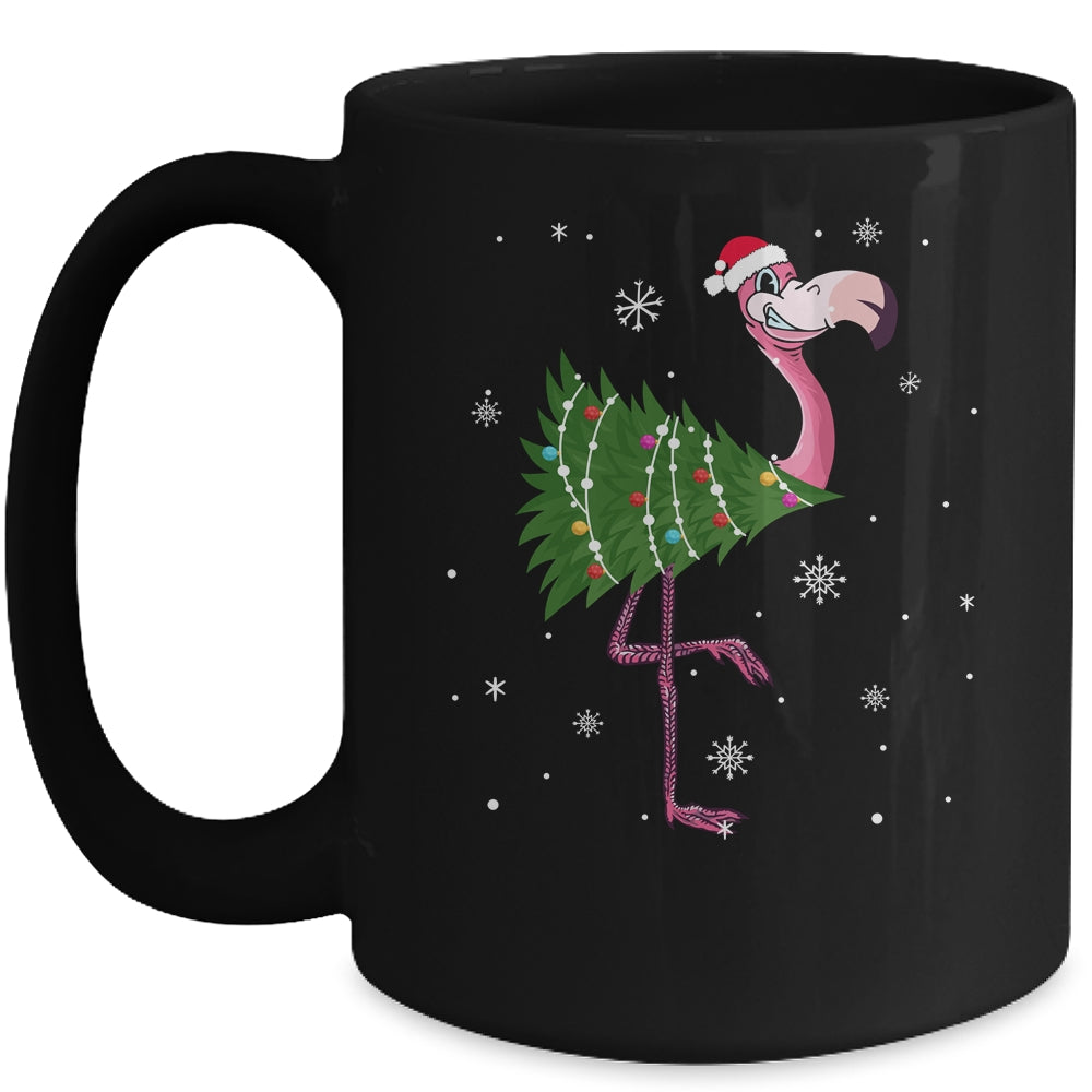 Funny Flamingo Christmas Tree Xmas Light Gift Mug | siriusteestore