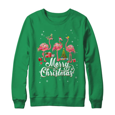 Funny Flamingo Lights Santa Hat Xmas Tree Christmas Shirt & Sweatshirt | siriusteestore