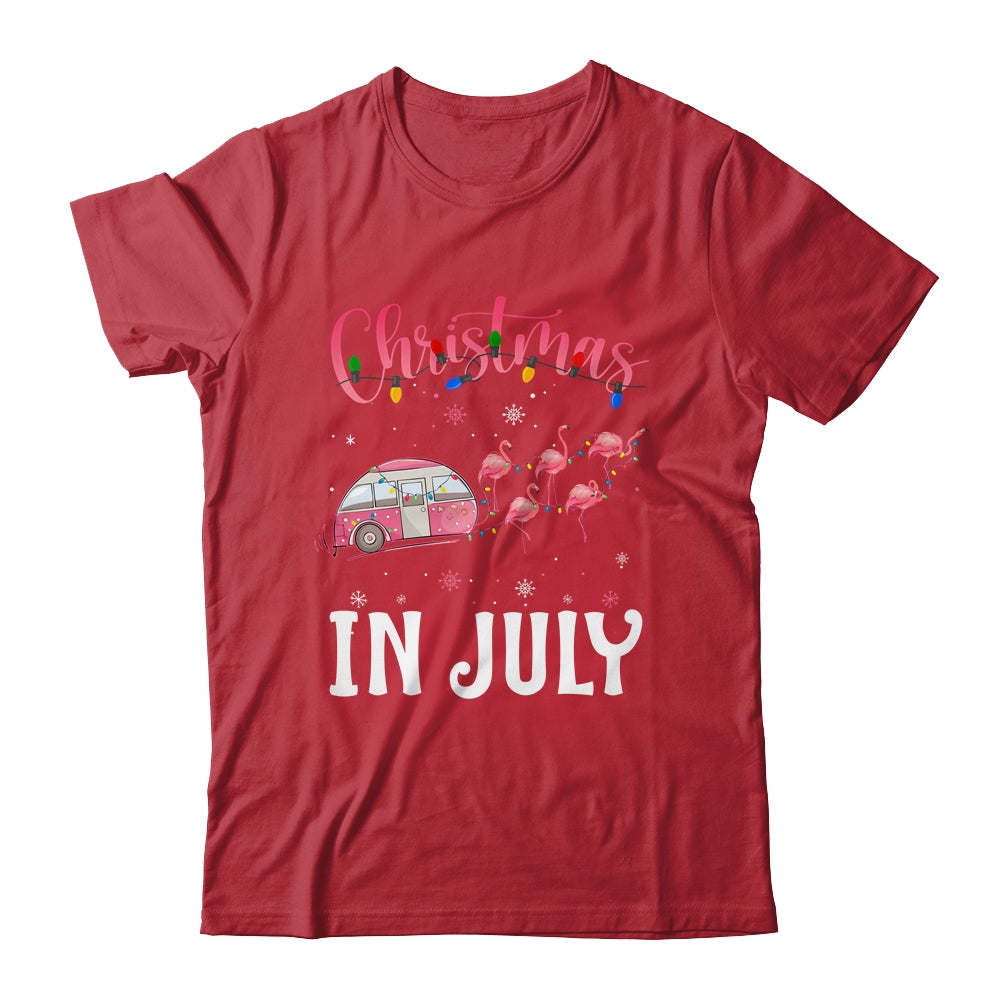 Funny Flamingo Pink Retro Camping Car Christmas In July Shirt & Tank Top | siriusteestore