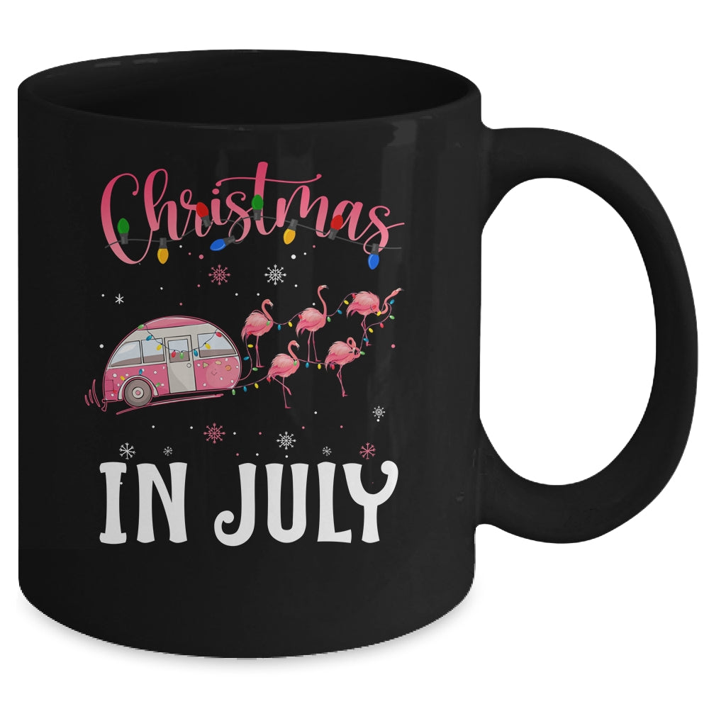 Funny Flamingo Pink Retro Camping Car Christmas In July Mug | siriusteestore