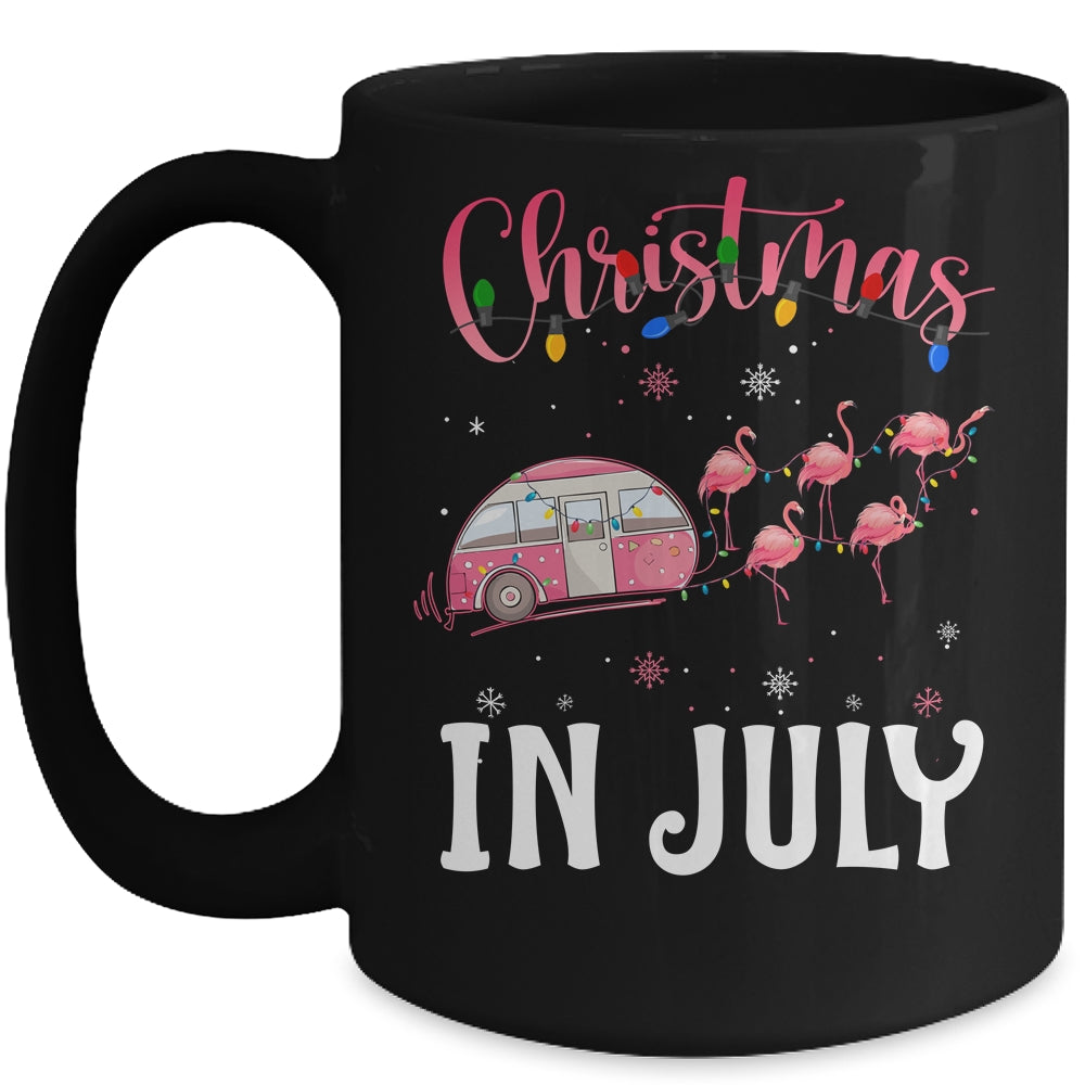 Funny Flamingo Pink Retro Camping Car Christmas In July Mug | siriusteestore