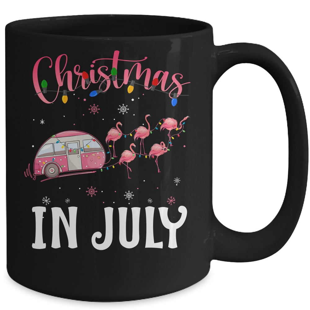 Funny Flamingo Pink Retro Camping Car Christmas In July Mug | siriusteestore