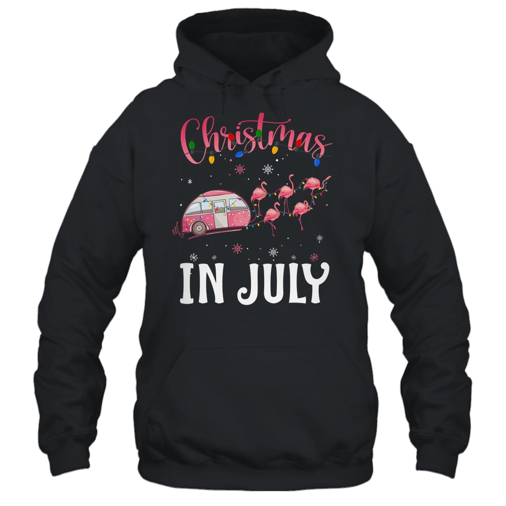 Funny Flamingo Pink Retro Camping Car Christmas In July Shirt & Tank Top | siriusteestore