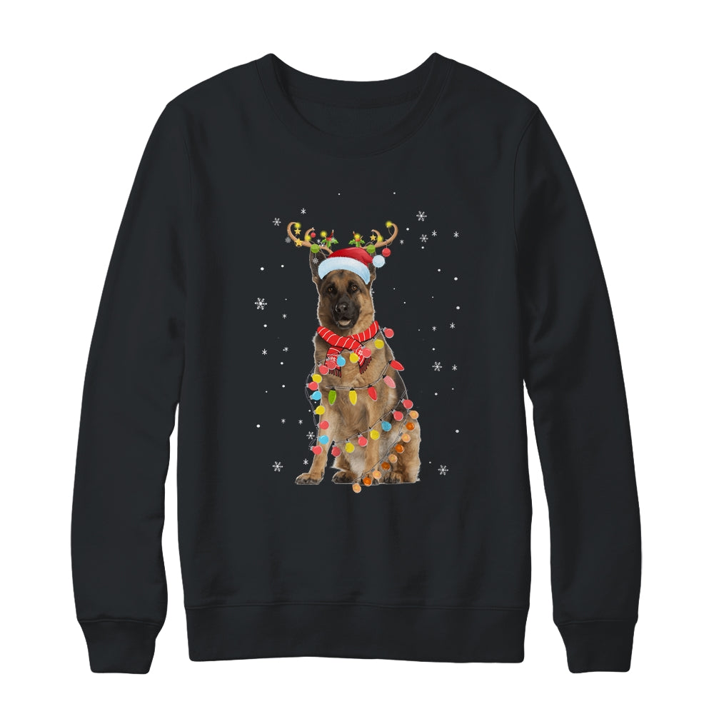 Funny German Shepherd Christmas Tree Santa Reindeer Pajamas Shirt & Sweatshirt | siriusteestore
