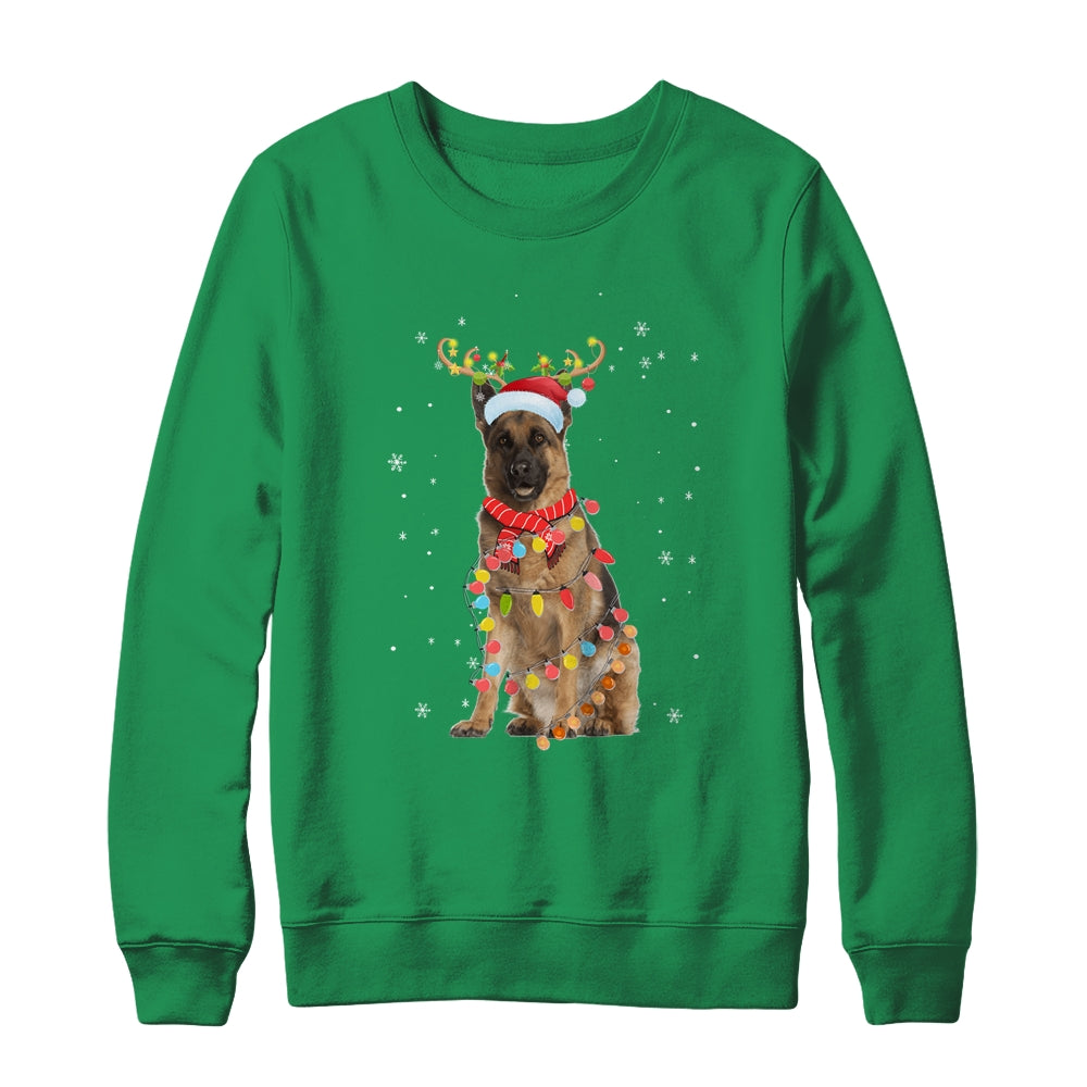 Funny German Shepherd Christmas Tree Santa Reindeer Pajamas Shirt & Sweatshirt | siriusteestore