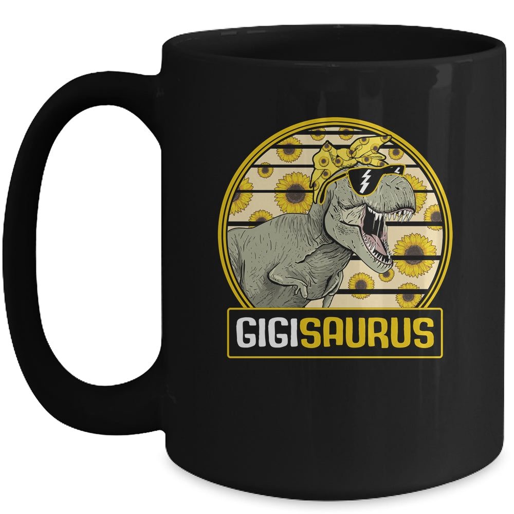 Funny Gigi Saurus Sunflower Dinosaur Grandma T Rex Mug | siriusteestore