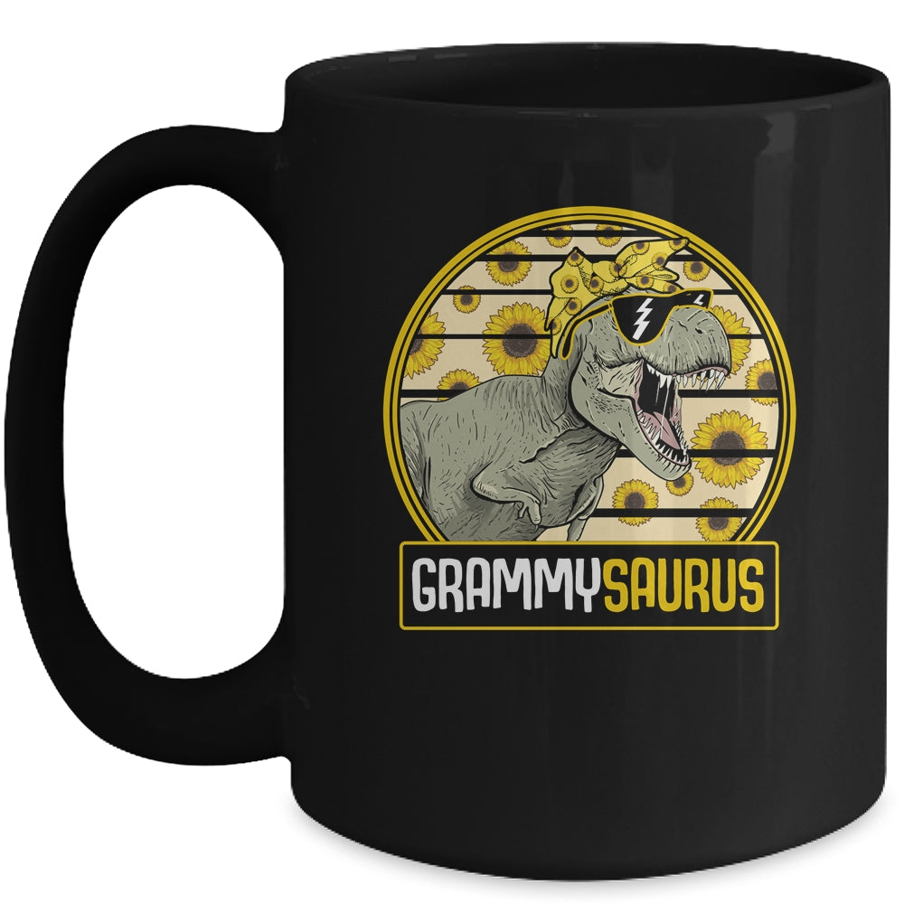Funny Grammy Saurus Sunflower Dinosaur Grandma T Rex Mug | siriusteestore